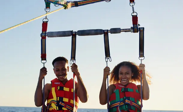 Thrill-seeking parasailing