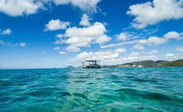 Webbed snorkeling by boat (on the corals)