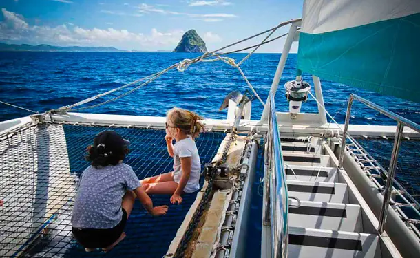 Catamaran getaway at the foot of Rocher du Diamant