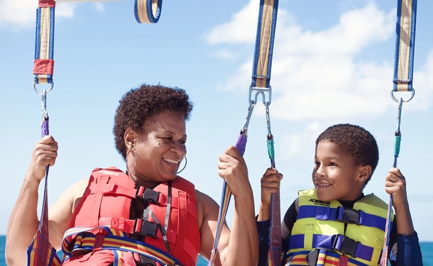 Thrill-seeking parasailing