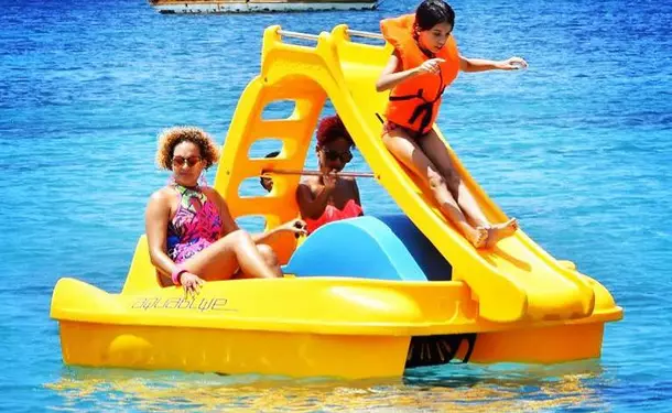 Pedal boat rental with slide in the south