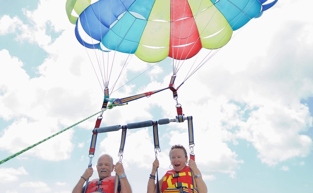 Thrill-seeking parasailing