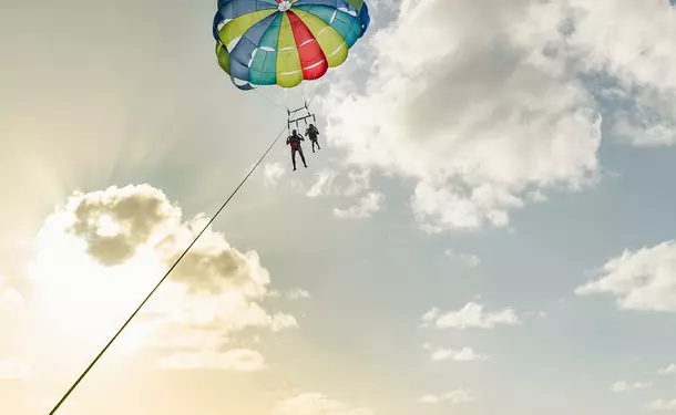 Thrill-seeking parasailing
