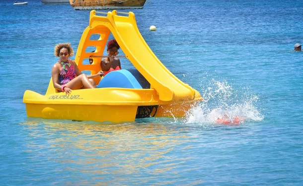 Pedal boat rental with slide in the south