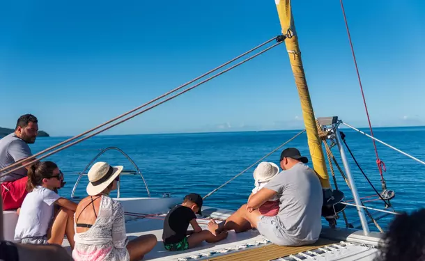 Catamaran day in the north of the island with dolphins